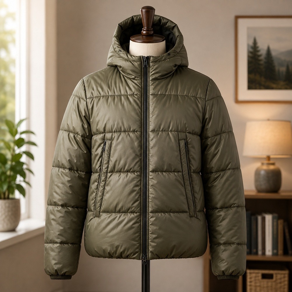 Michael Kors Puffer Jacket Boys 10/12 Olive Green Hooded Quilted Coat